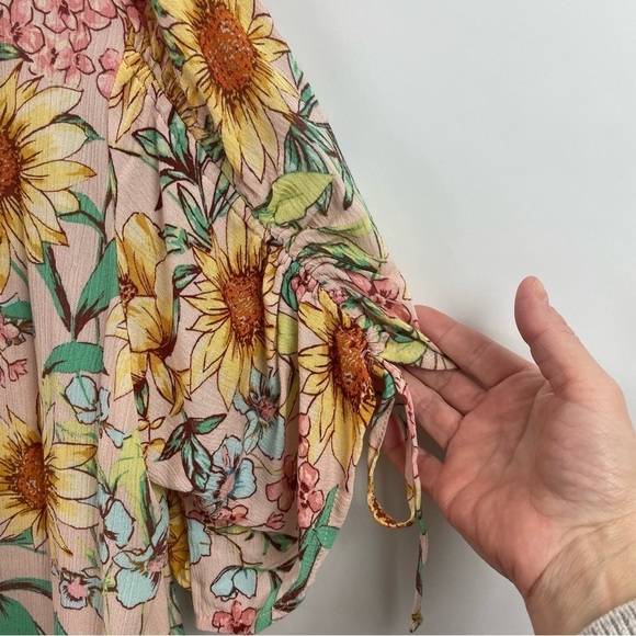 Maurice's NWT Open Front Kimono Topper Pink & Yellow Sunflower Floral Drapey XXL - Picture 3 of 15